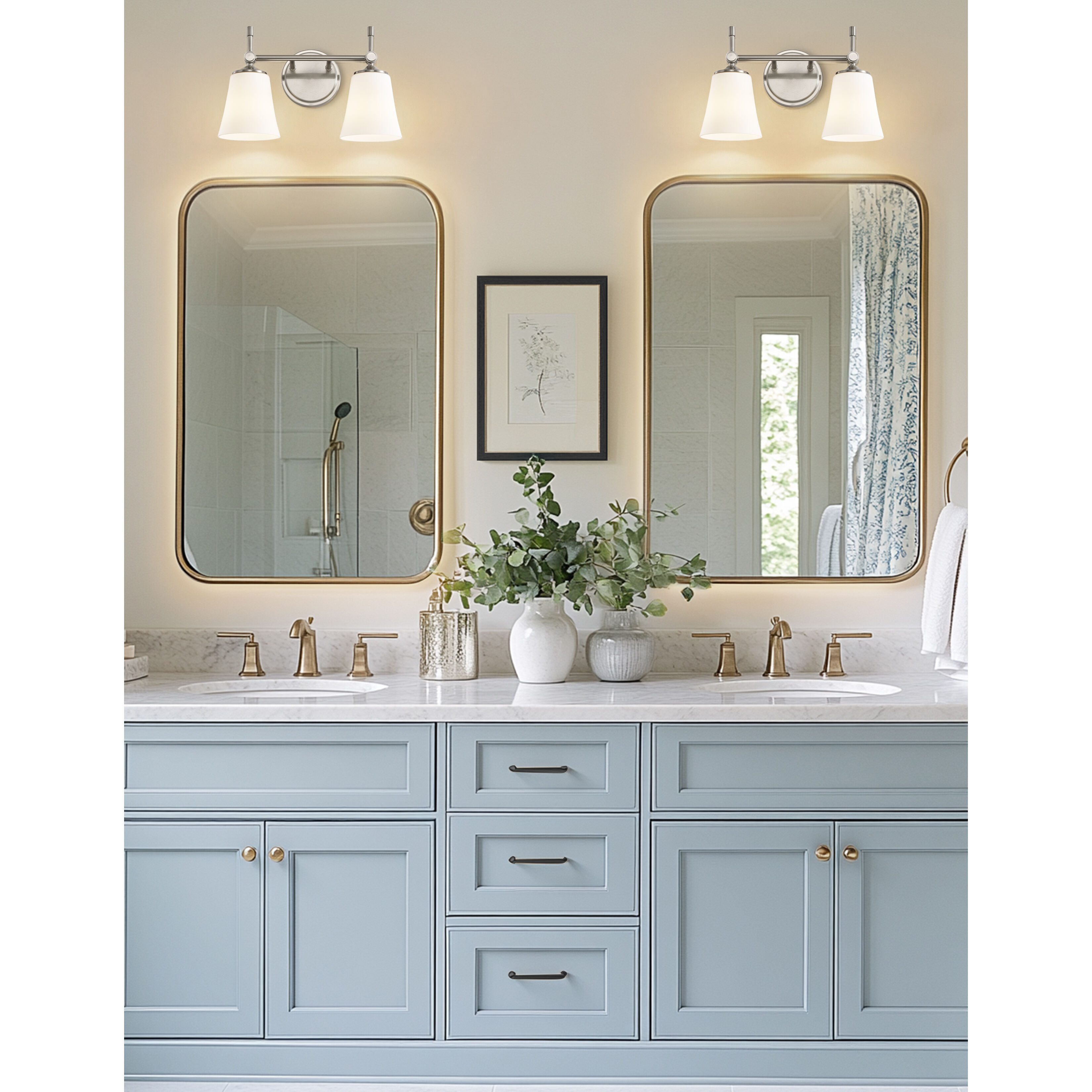 Fusion Collection - Tulsi Family 2 Light 15 inch Brushed Nickel Bath/Vanity Wall Light, EVOLV