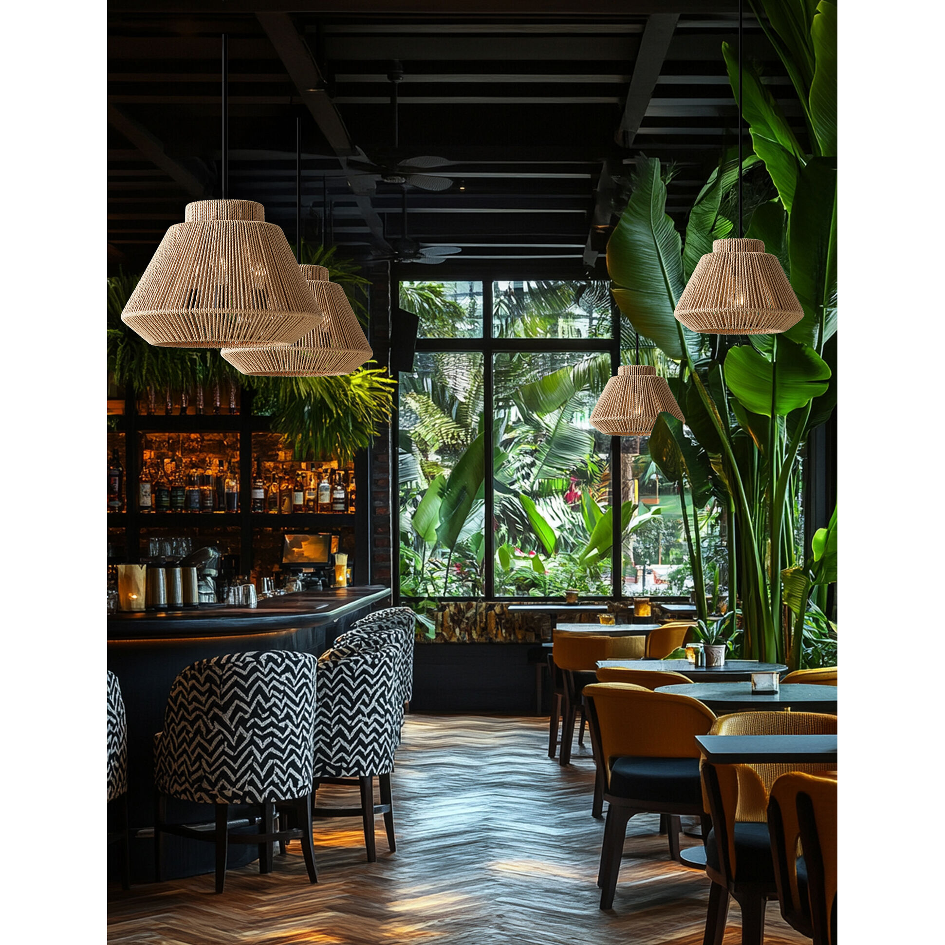 Eco LED 11.5 inch Matte Black Pendant Ceiling Light in Natural