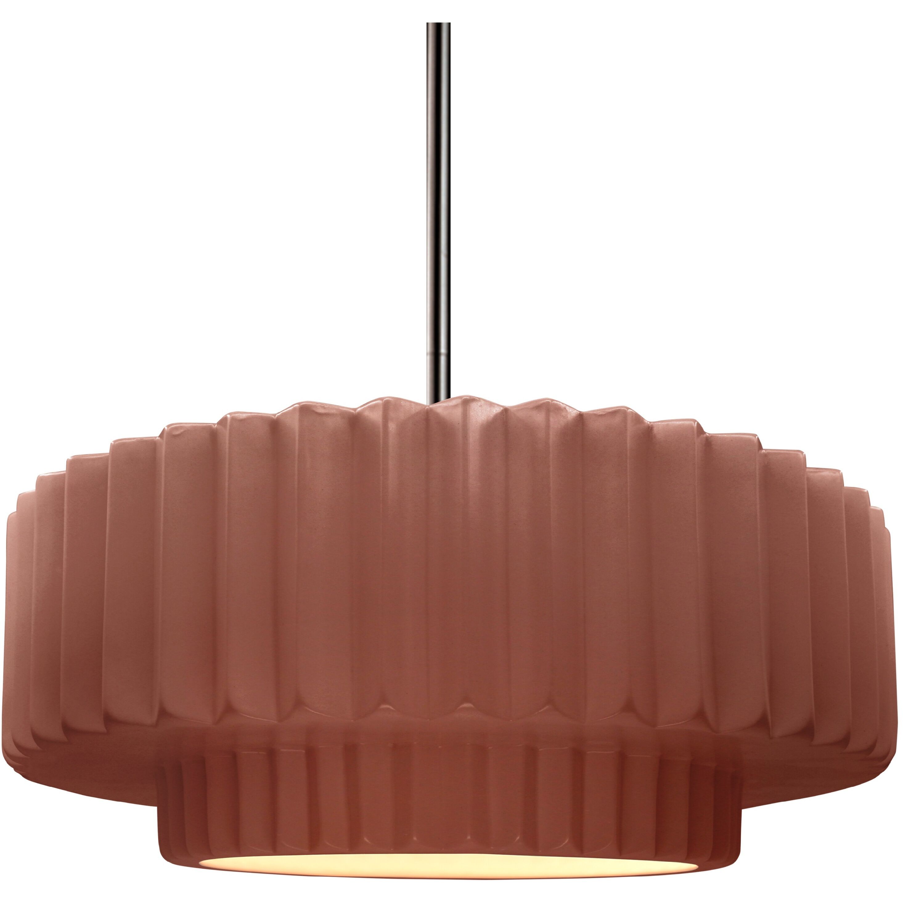 Radiance Collection - Pleated Tier Pendant Ceiling Light in Brushed Nickel, Black Cord, Replaceable Bulb, Canyon Clay, 14.5W x 5.25H, Form+Finish+Function