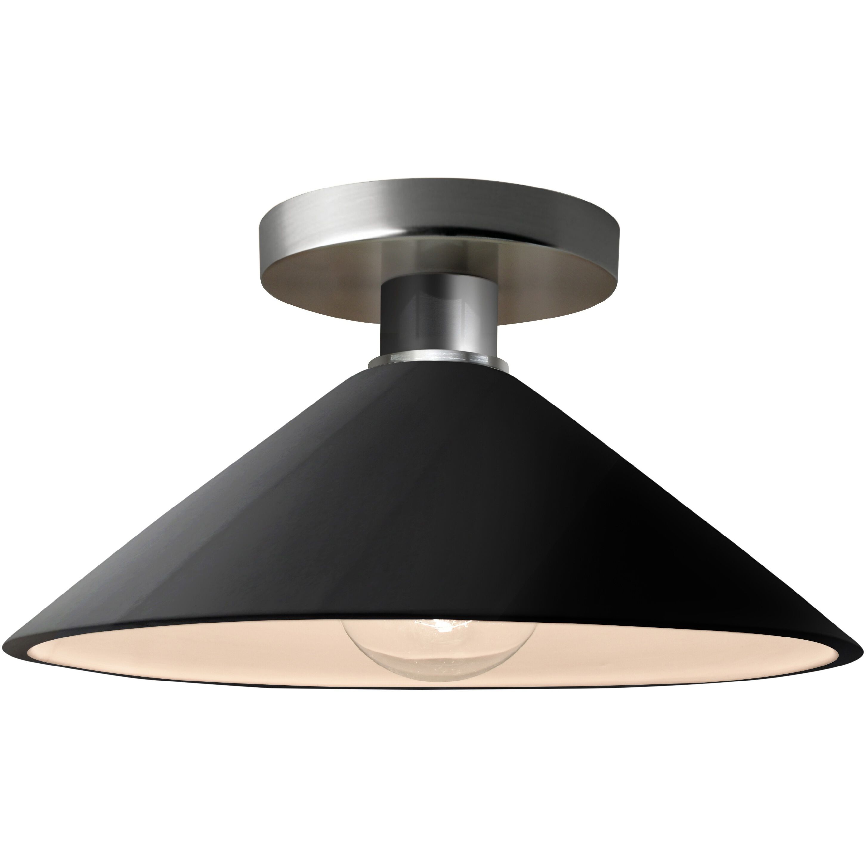 Radiance 1 Light 11.75 inch Gloss Black and Brushed Nickel Semi Flush Ceiling Light