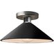 Radiance 1 Light 11.75 inch Gloss Black and Brushed Nickel Semi Flush Ceiling Light