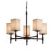 Textile 5 Light 24 inch Dark Bronze Chandelier Ceiling Light in Cream, Square with Flat Rim, Incandescent