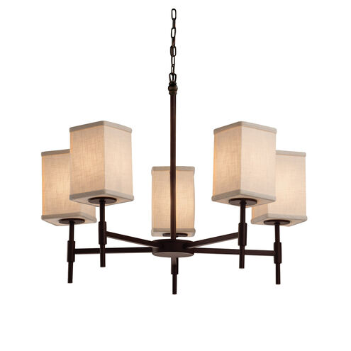 Textile 5 Light 24 inch Dark Bronze Chandelier Ceiling Light in Cream, Square with Flat Rim, Incandescent