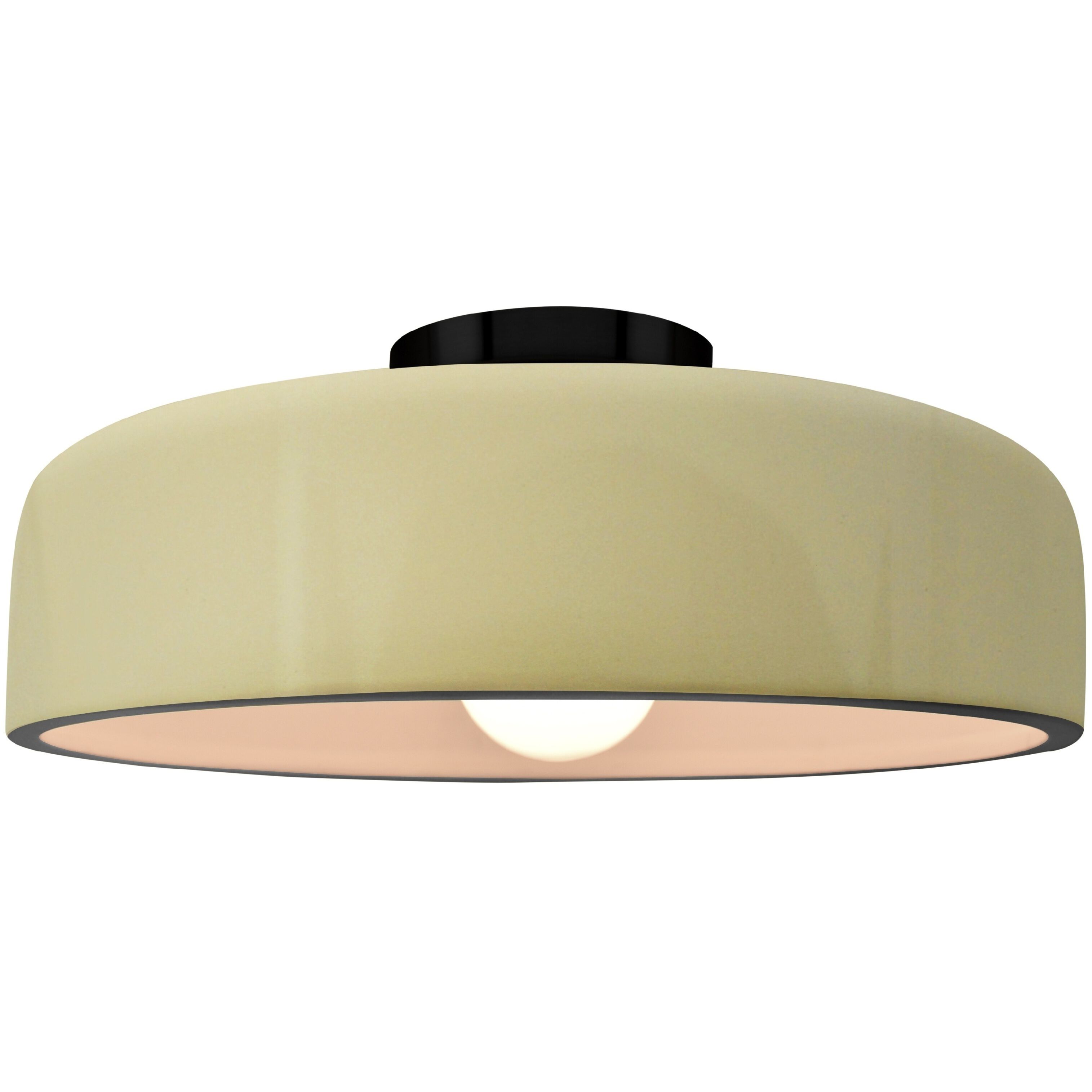 Radiance Collection - Spire 1 Light 16 inch Vanilla Gloss and Matte Black Semi-Flush Ceiling Light in Replaceable Bulb, 16W x 6.5H, Form+Finish+Function
