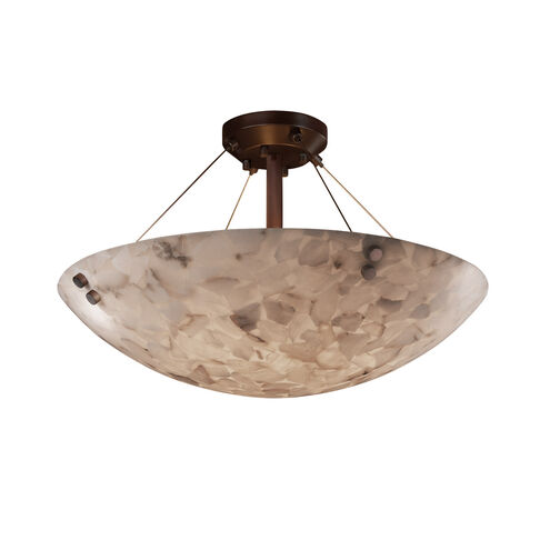 Alabaster Rocks 3 Light 21 inch Dark Bronze Semi Flush Ceiling Light in 3000 Lm LED, Pair of Square with Points, Round Bowl