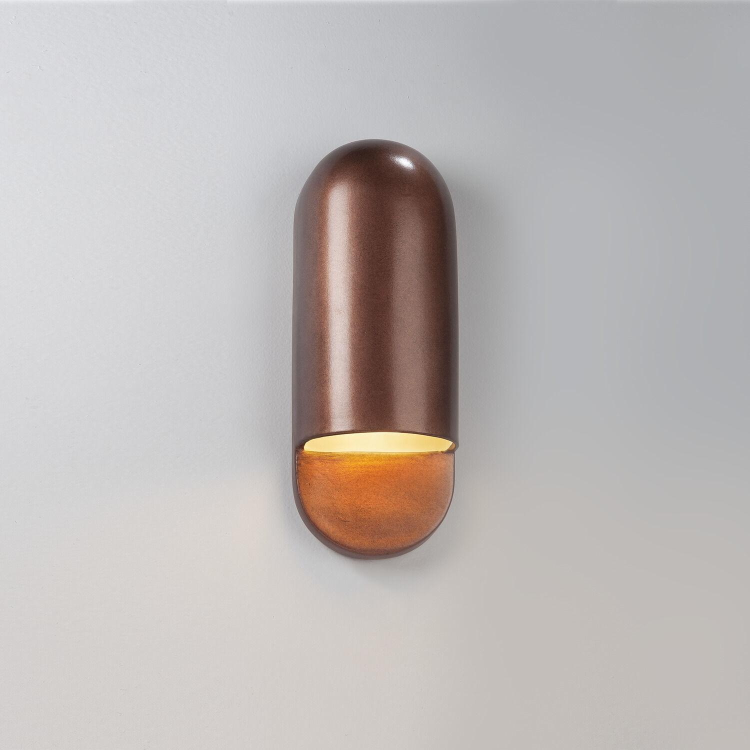 Ambiance Collection - Capsule 1 Light 5 inch Antique Copper Outdoor Wall Sconce in Replaceable Bulb, 4D x 14H, Form+Finish+Function