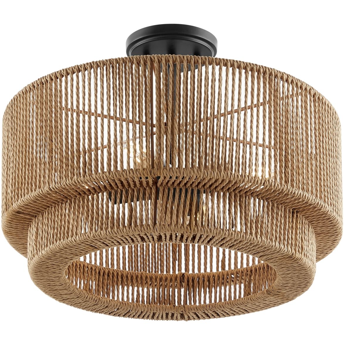 Eco Collection - Milos Family 4 Light 18 inch Matte Black Semi-Flush Ceiling Light in 18" D x 18" W x 11" H, EVOLV