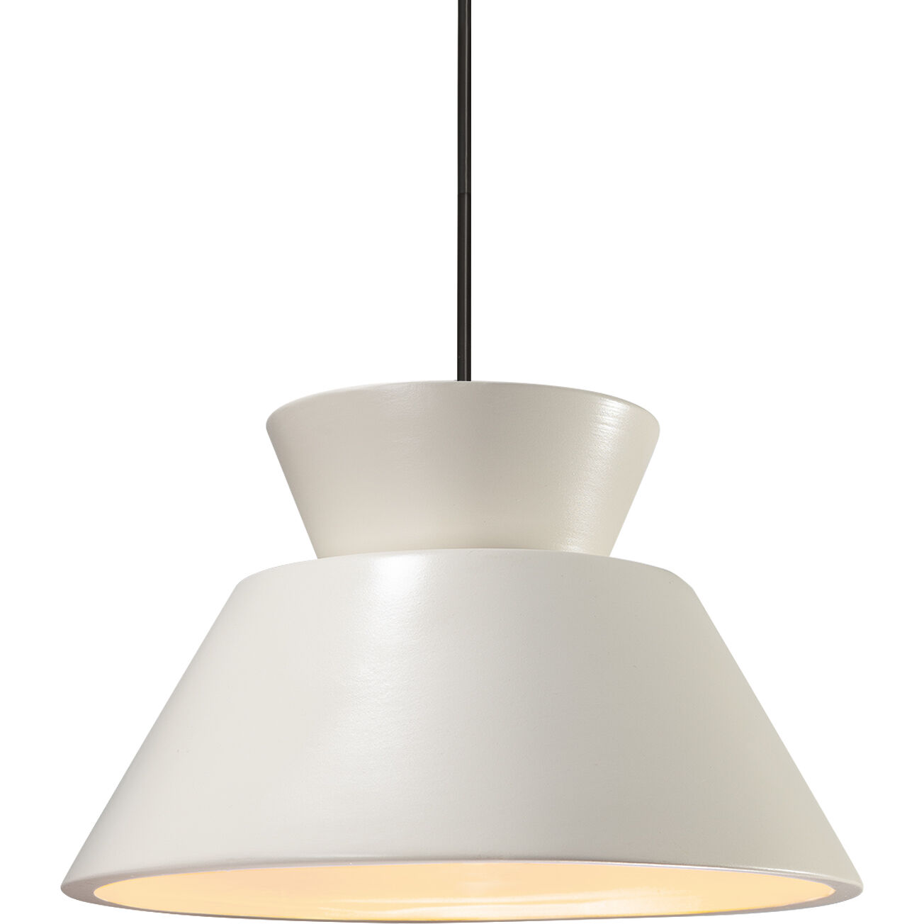 Radiance Collection - Trapezoid LED 14 inch Matte White Pendant Ceiling Light, Form+Finish+Function