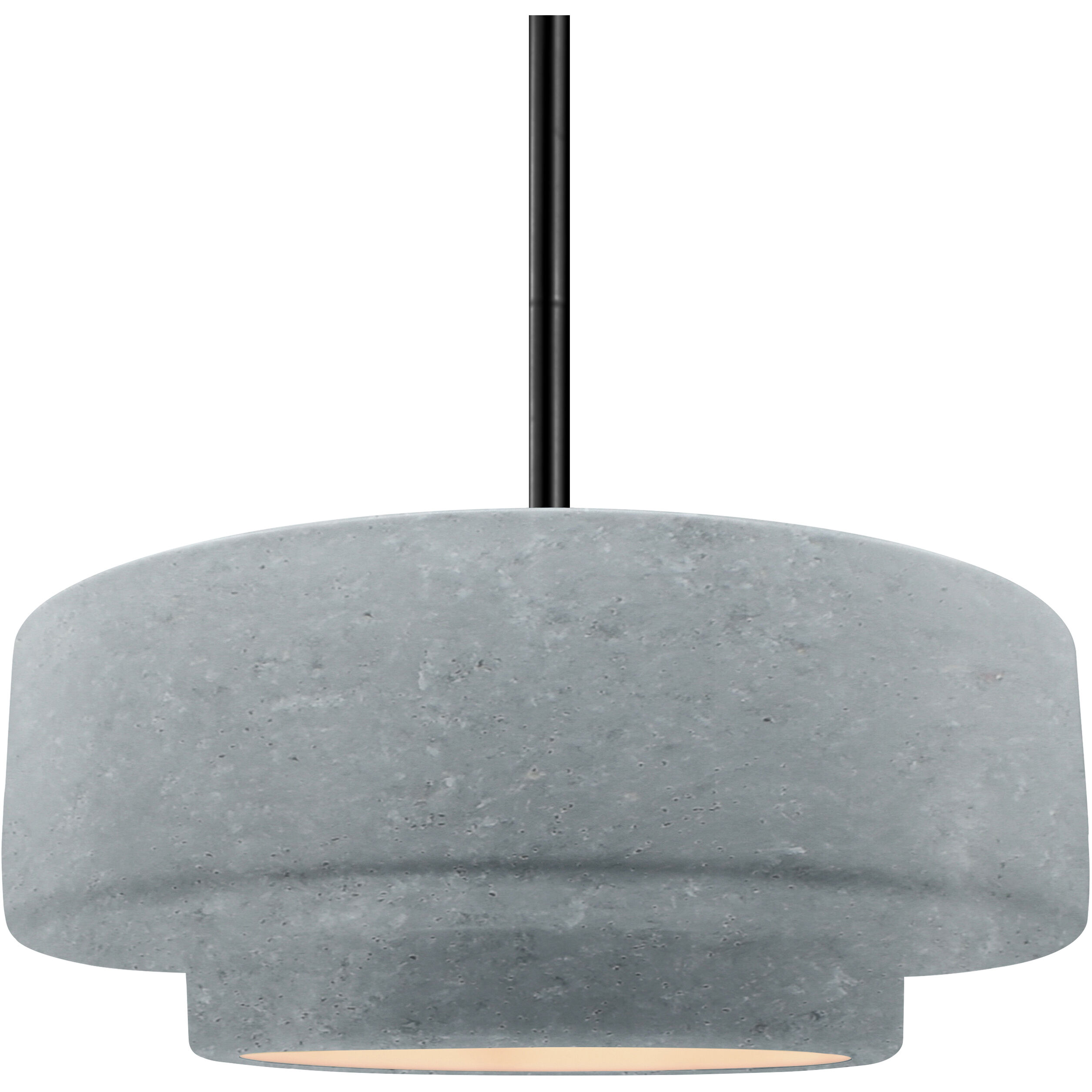 Radiance Collection - Tier Pendant Ceiling Light in Matte Black, Replaceable Bulb, Rigid Stem, Concrete, 14.5W x 5.25H, Form+Finish+Function