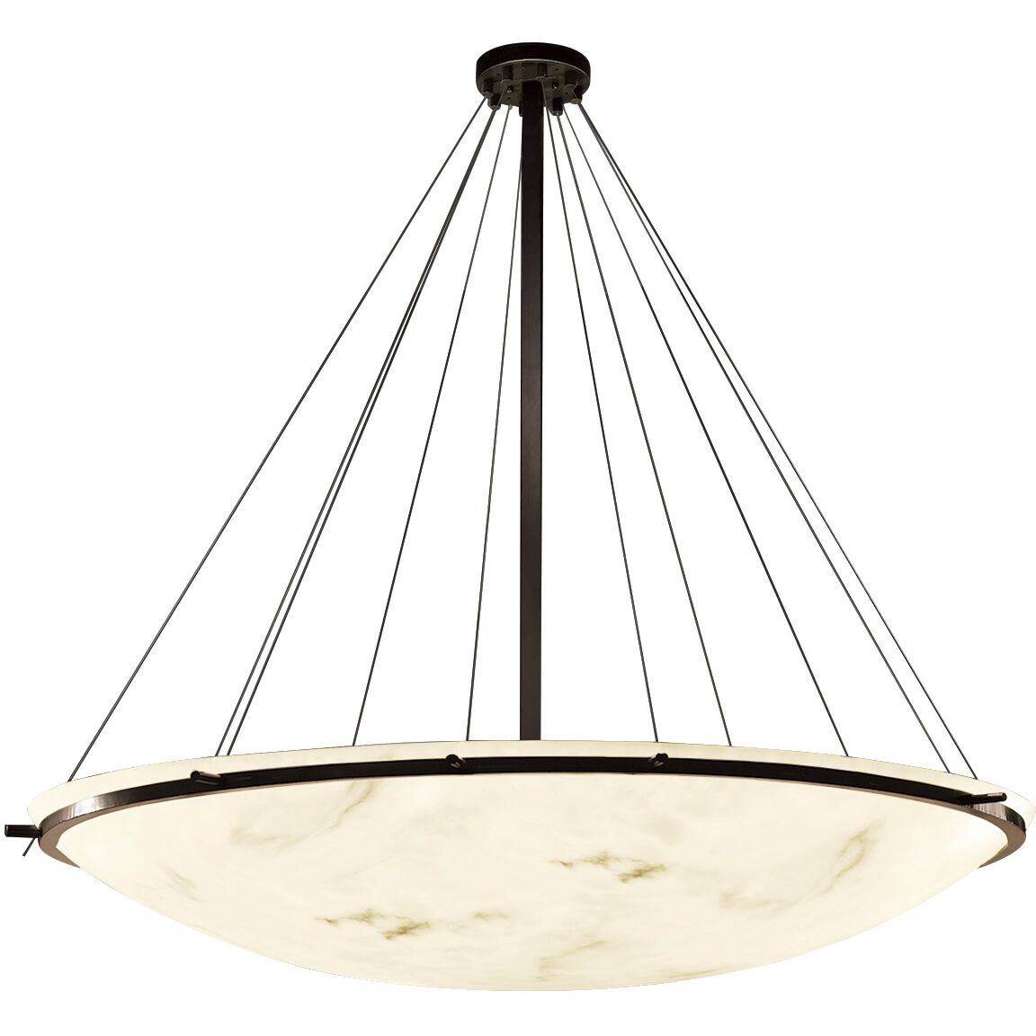 Lumenaria 75 inch Dark Bronze Semi-Flush Bowl with Ring Ceiling Light in Incandescent