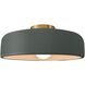 Radiance LED 16 inch Pewter Green and Brushed Brass Semi Flush Ceiling Light