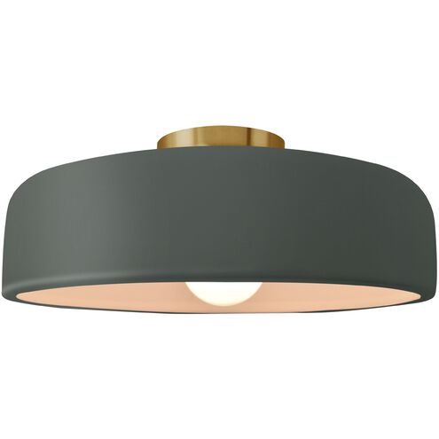 Radiance LED 16 inch Pewter Green and Brushed Brass Semi Flush Ceiling Light