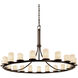 CandleAria 21 Light 60 inch Dark Bronze Chandelier Ceiling Light in Cream, Cylinder with Melted Rim, Incandescent