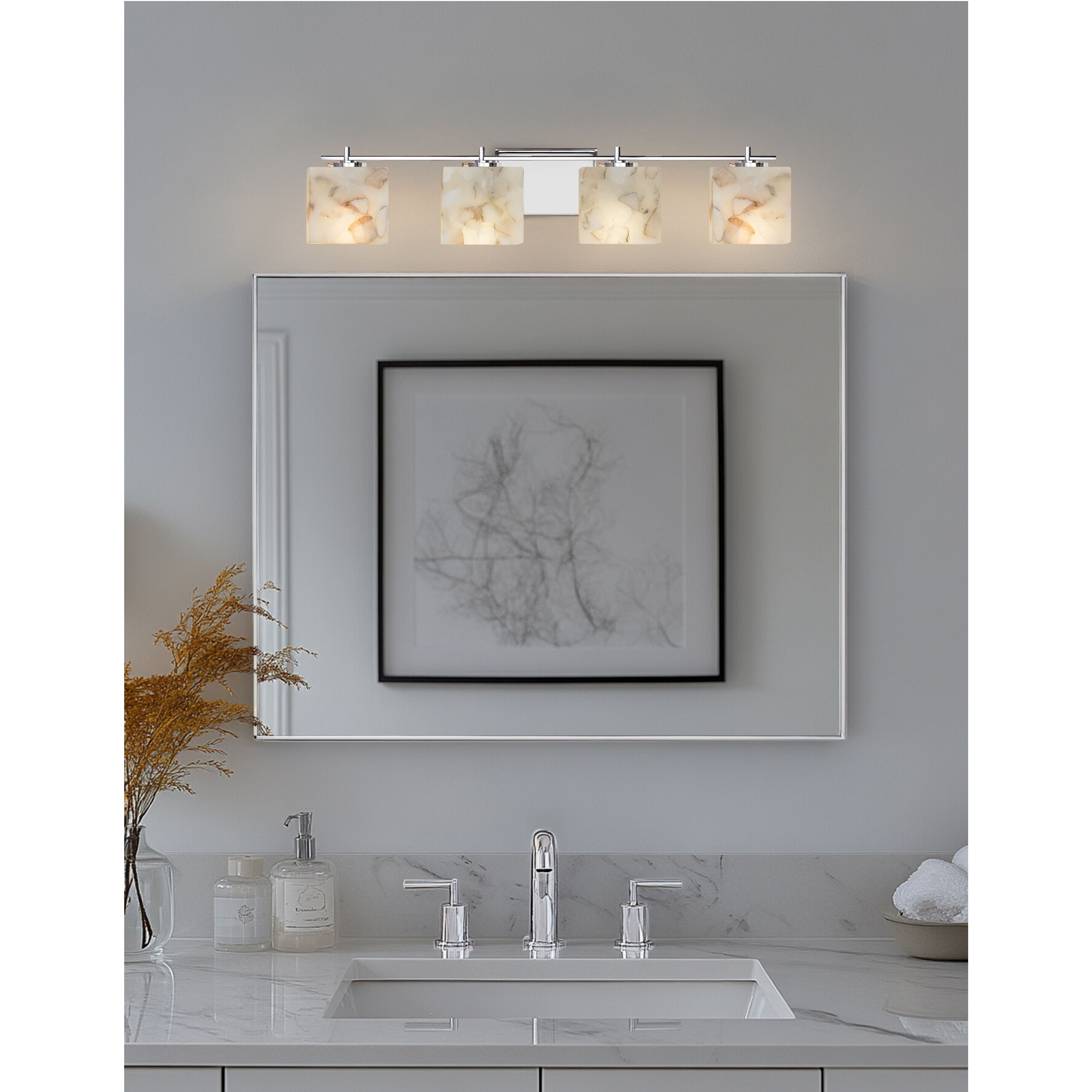 Alabaster Rocks LED 35.75 inch Polished Chrome Vanity Light Wall Light in 2800 Lm LED, Rectangle