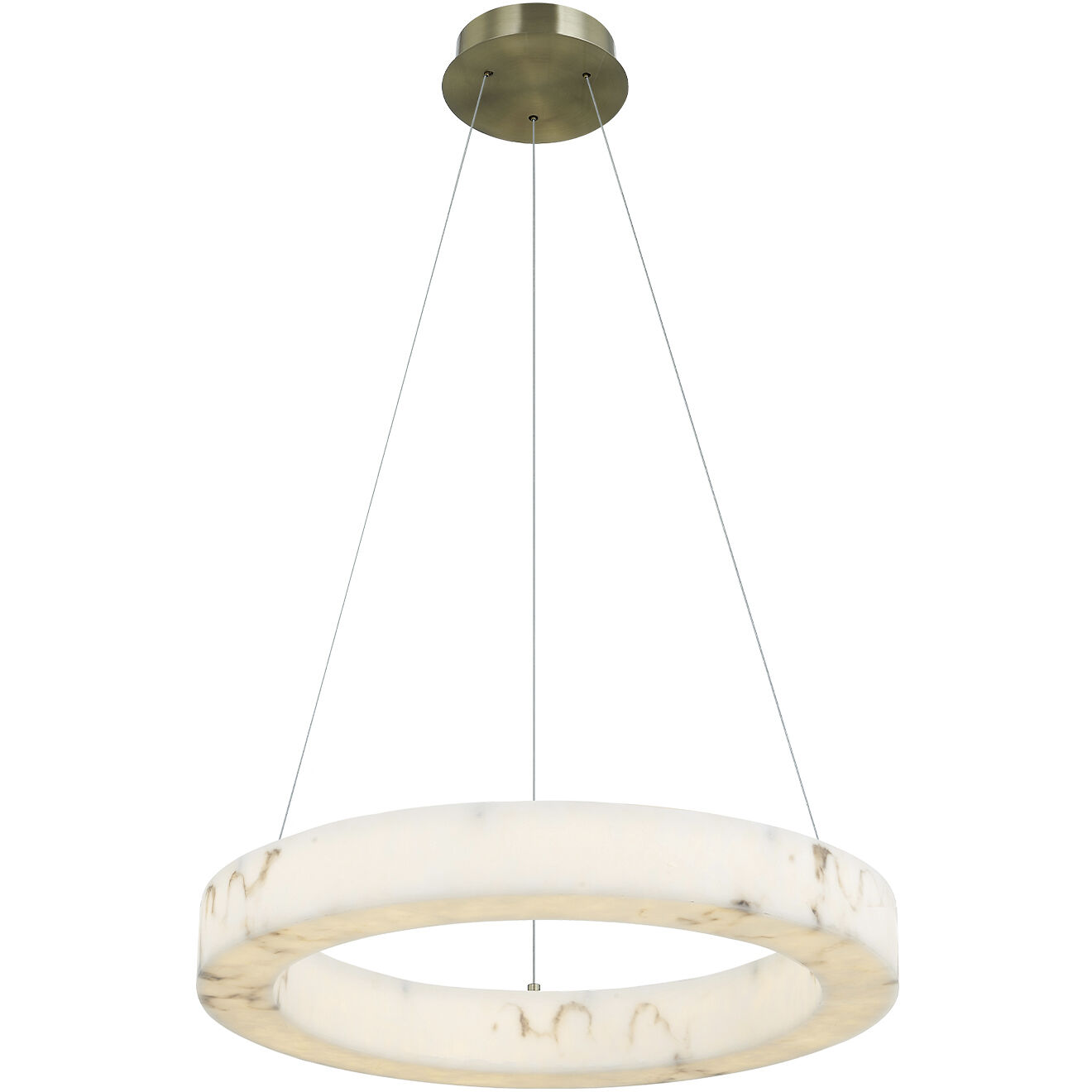 LumenAria Collection - Medley Family LED 24 inch Brushed Brass Pendant Ceiling Light in 24" D x 24" W x 3" H, EVOLV