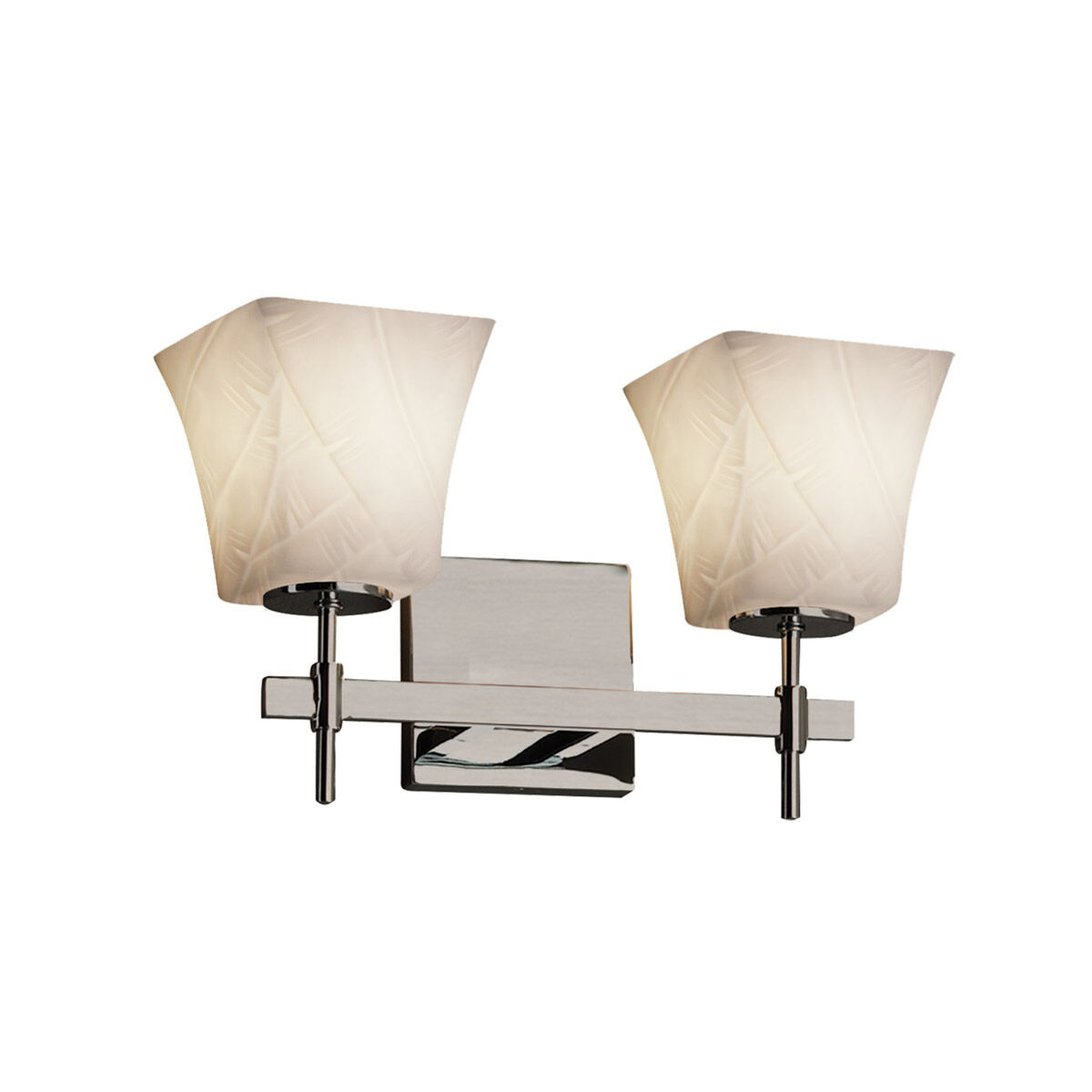 Limoges Union 2 Light 13 inch Brushed Nickel Bath Bar Wall Light in Banana Leaf, Square Flared, Incandescent