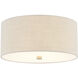 Textile Collection 3 Light 14 inch Brushed Nickel Flush Mount Ceiling Light in Cream (CandleAria), Classic Family