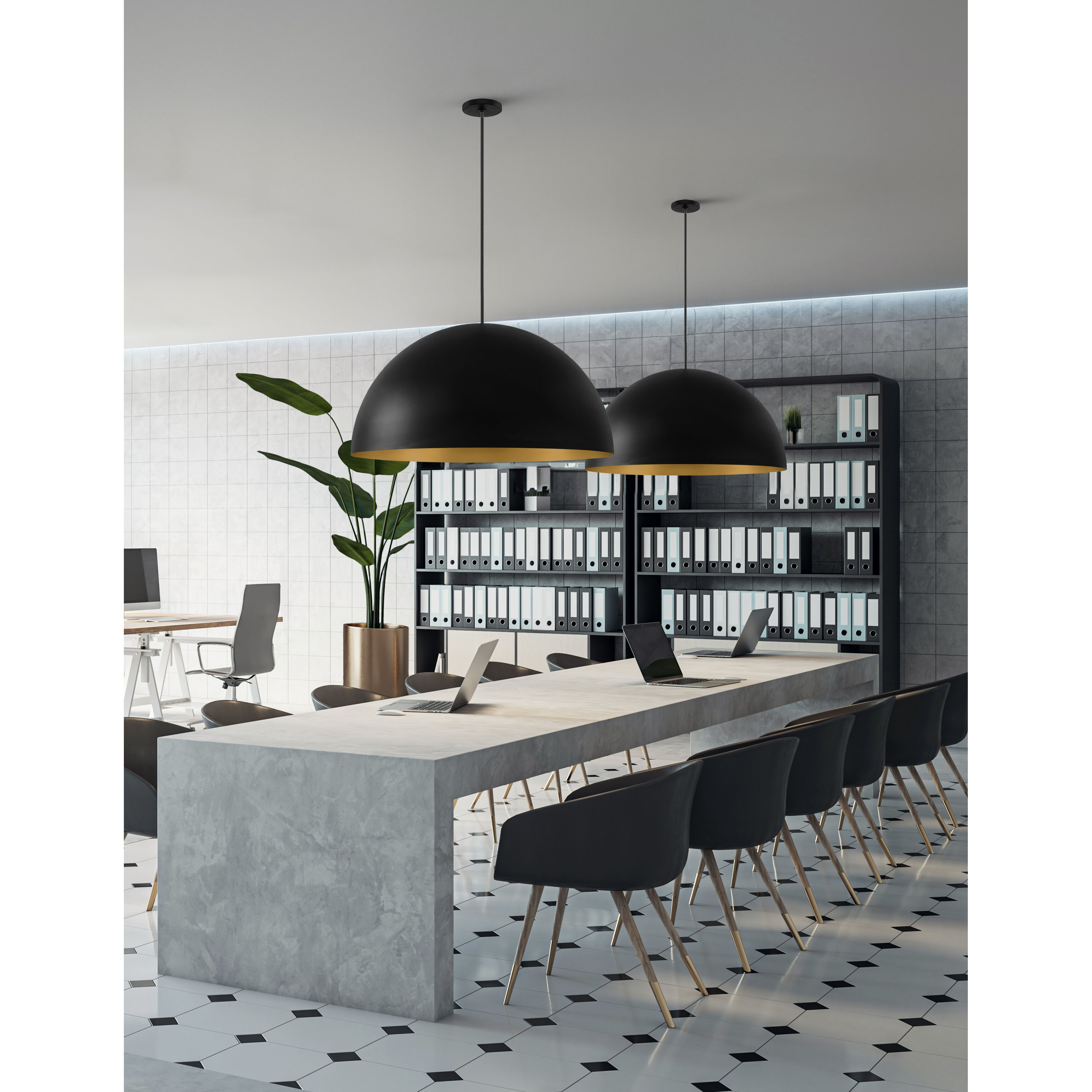 Elias 5 Light 23.5 inch Matte Black Pendant Ceiling Light in 23.5" D x 23.5" W x 12.5" H,  Champagne Gold, EVOLV