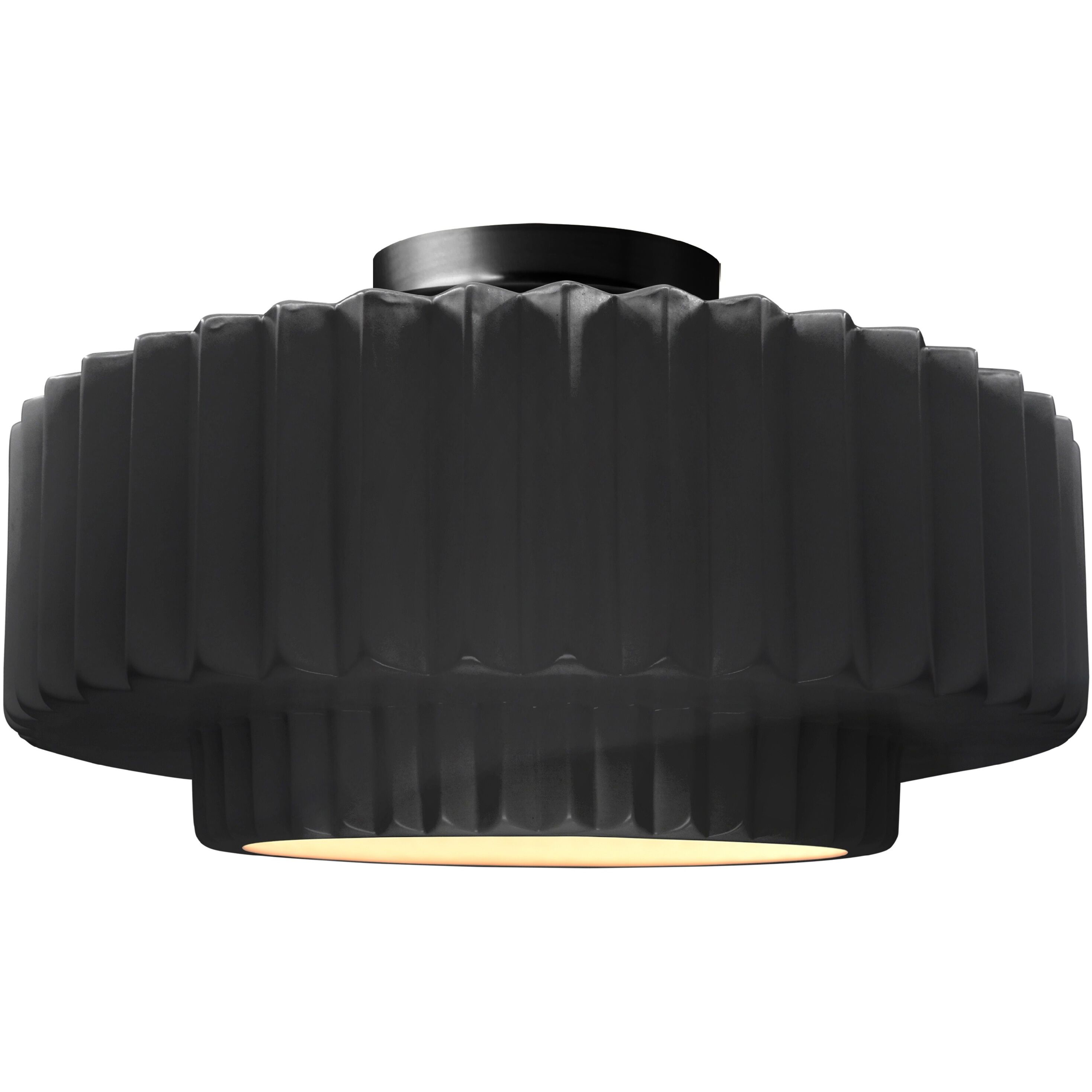 Radiance Collection - Pleated Tier LED 16.5 inch Gloss Black and Matte White and Matte Black Semi-Flush Ceiling Light in Dedicated LED, Gloss Black/Matte White, 16.5W x 8H, Form+Finish+Function