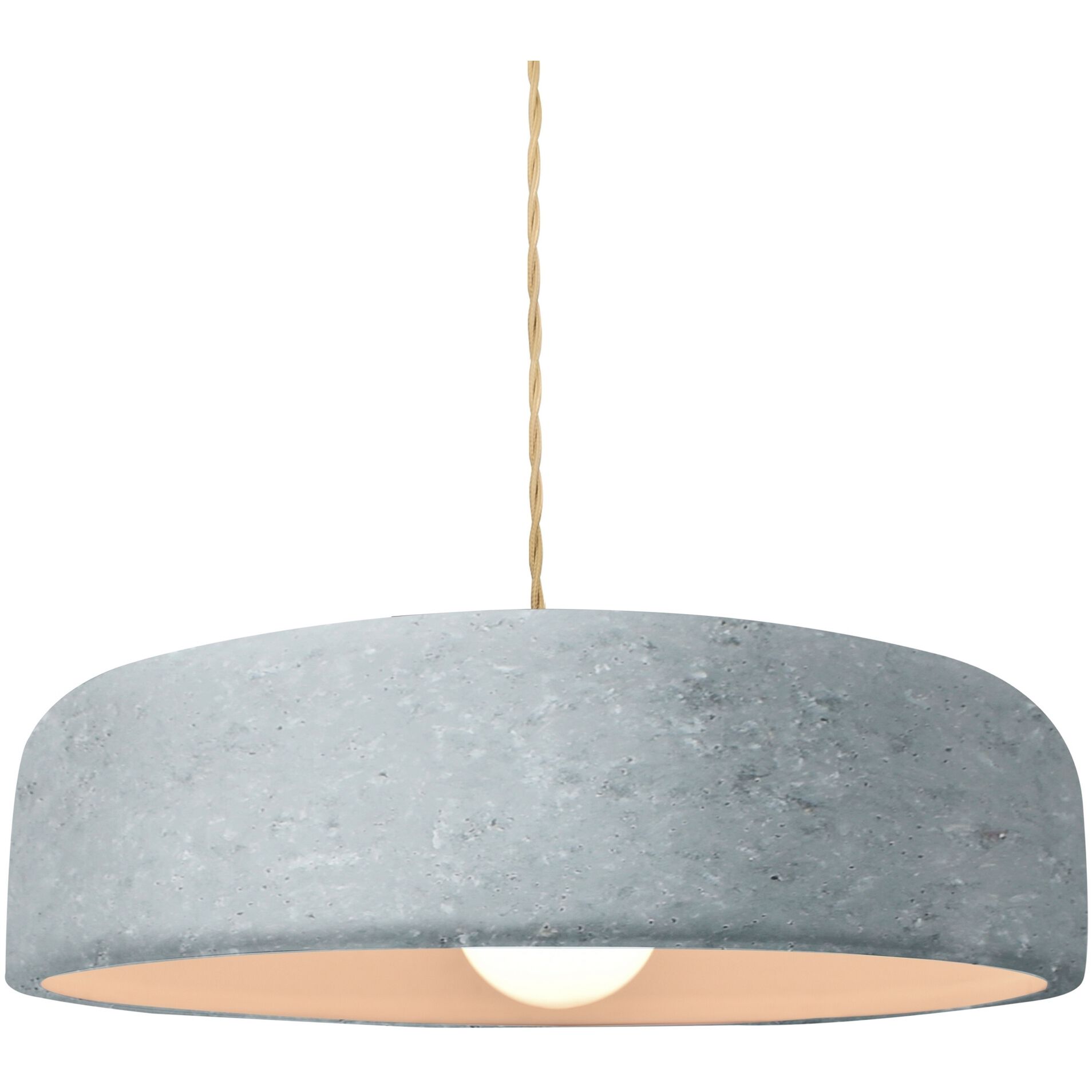 Radiance Collection - Spire Pendant Ceiling Light in Brushed Nickel, Replaceable Bulb, Beige Twist Cord, Concrete, 13W x 4H, Form+Finish+Function