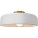 Radiance LED 13 inch Gloss White and Brushed Brass Semi Flush Ceiling Light