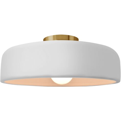 Radiance LED 13 inch Gloss White and Brushed Brass Semi Flush Ceiling Light