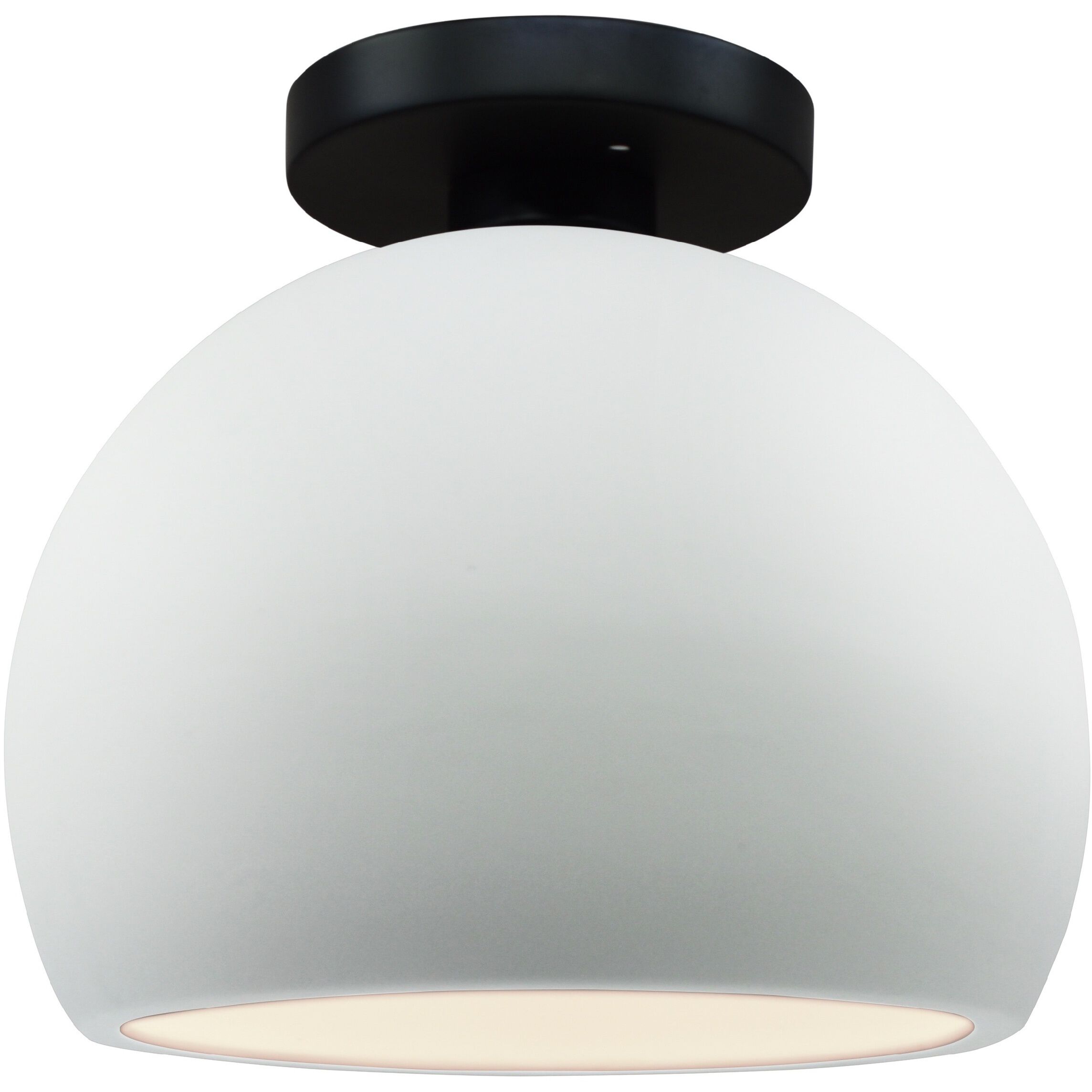 Radiance 1 Light 7 inch Gloss White and Matte Black Semi Flush Ceiling Light