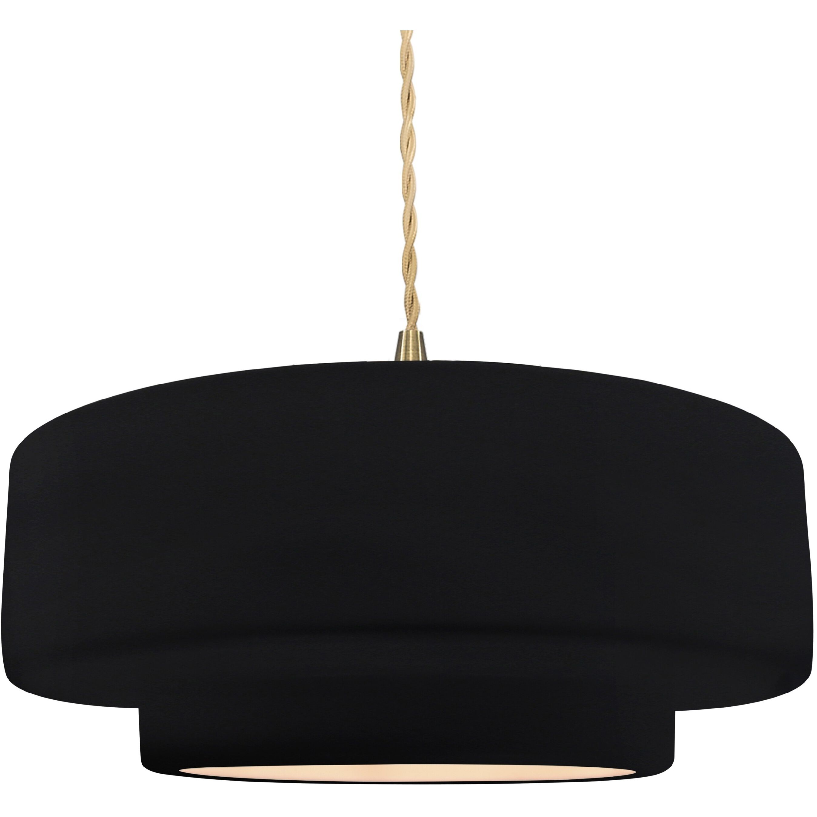 Radiance Collection - Tier Pendant Ceiling Light in Brushed Brass, Dedicated LED, Beige Twist Cord, Gloss Black, 16.25W x 6H, Form+Finish+Function