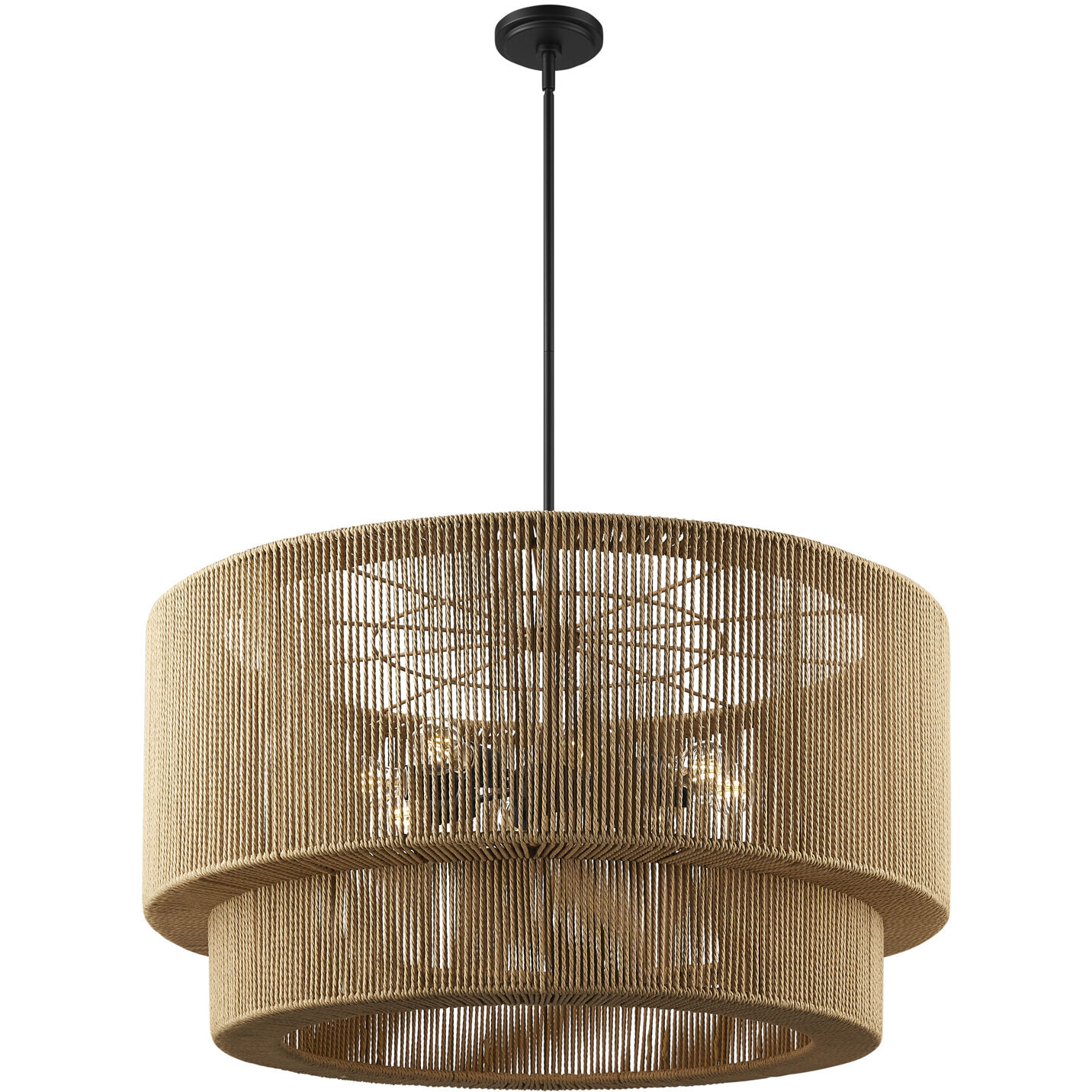 Eco Collection - Milos Family 8 Light 36 inch Matte Black Pendant Ceiling Light in 36" D x 36" W x 18.75" H, EVOLV