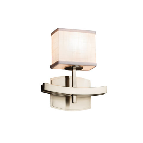 Textile 9 inch Polished Chrome ADA Wall Sconce Wall Light in Rectangle, Incandescent, Gray