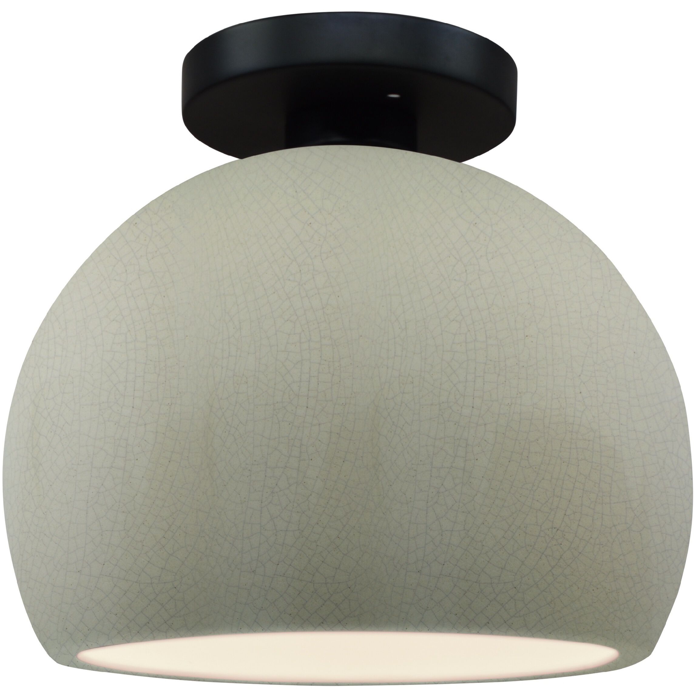 Radiance 1 Light 7 inch Celadon Green Crackle and Matte Black Semi Flush Ceiling Light