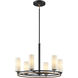 Fusion Collection - Tilburg Family 6 Light 26.5 inch Matte Black and Brass and Opal Chandelier Ceiling Light in 26.5" D x 26.5" W x 17" H, EVOLV