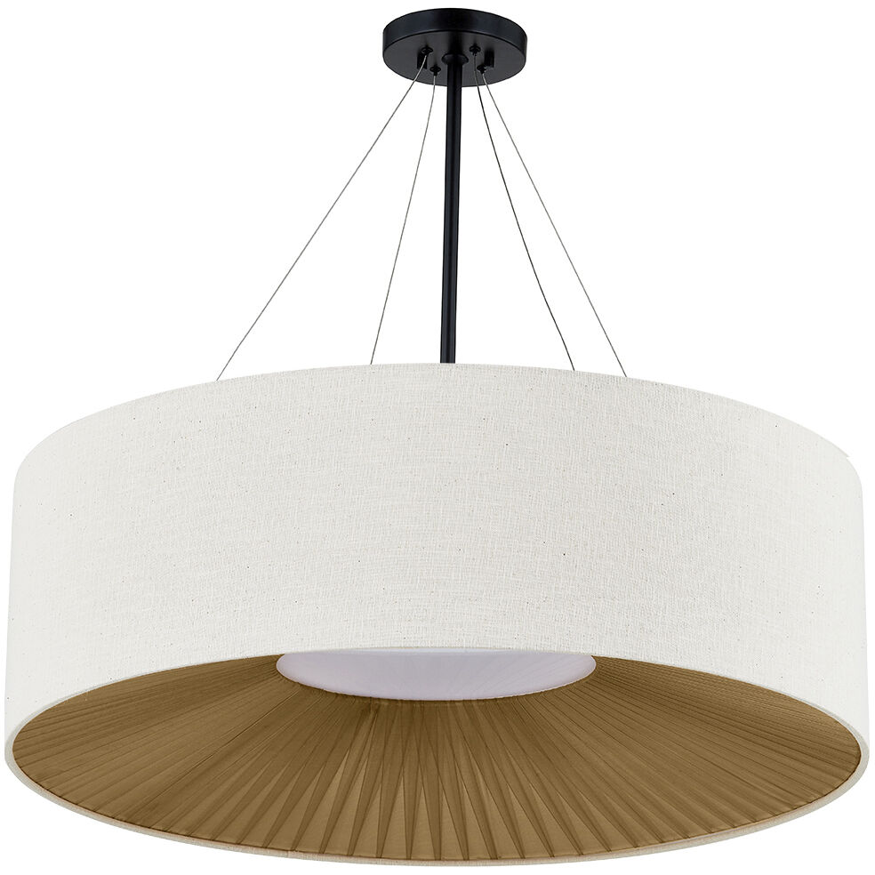 Textile Collection 8 Light 48 inch Matte Black Pendant Ceiling Light, Warren Family