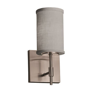 Textile LED 4.5 inch Brushed Nickel Wall Sconce Wall Light, Cylinder w/ Flat Rim