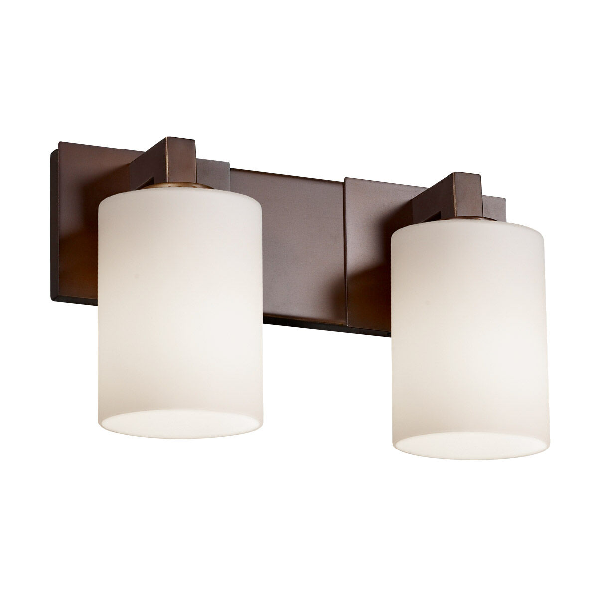 Fusion 2 Light 15 inch Antique Brass Bath Bar Wall Light in Rectangle, Incandescent, Seeded Fusion