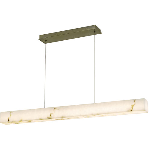 LumenAria LED 48 inch Brushed Brass Linear Pendant Ceiling Light in Faux Alabaster