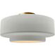 Radiance Collection - Tier 1 Light 16.5 inch Matte White and Brushed Brass Semi-Flush Ceiling Light in Replaceable Bulb, 16.5W x 8H, Form+Finish+Function