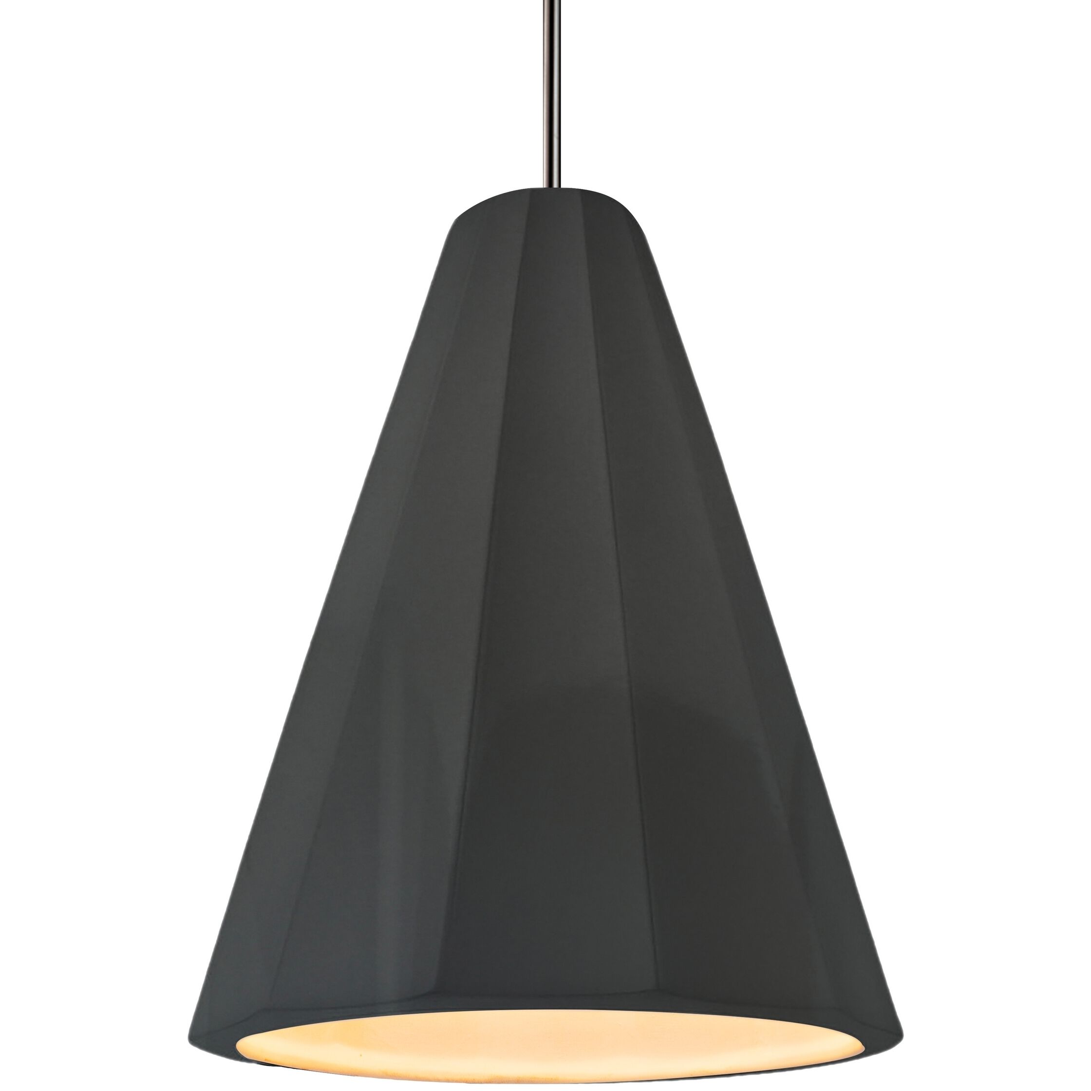 Radiance Collection - Fluted Pendant Ceiling Light in Brushed Nickel, Dedicated LED, Rigid Stem, Gloss Gray, 9W x 13H, Form+Finish+Function