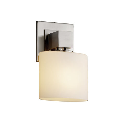 Fusion 1 Light 6.5 inch Brushed Nickel ADA Wall Sconce Wall Light in Oval, Incandescent, Opal Fusion