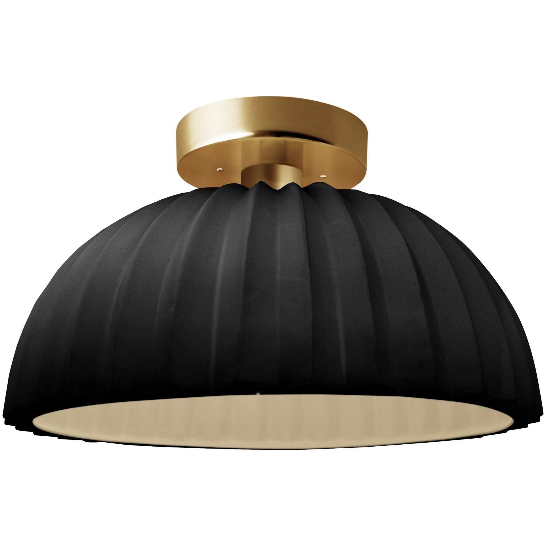 Radiance Collection - Pleated Dome Semi-Flush Ceiling Light in Brushed Brass, Dedicated LED, Gloss Black, Form+Finish+Function