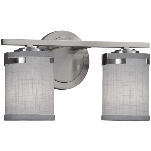 Textile 2 Light 13.75 inch Brushed Nickel Bath Vanity Light Wall Light, Atlas Family, Choices