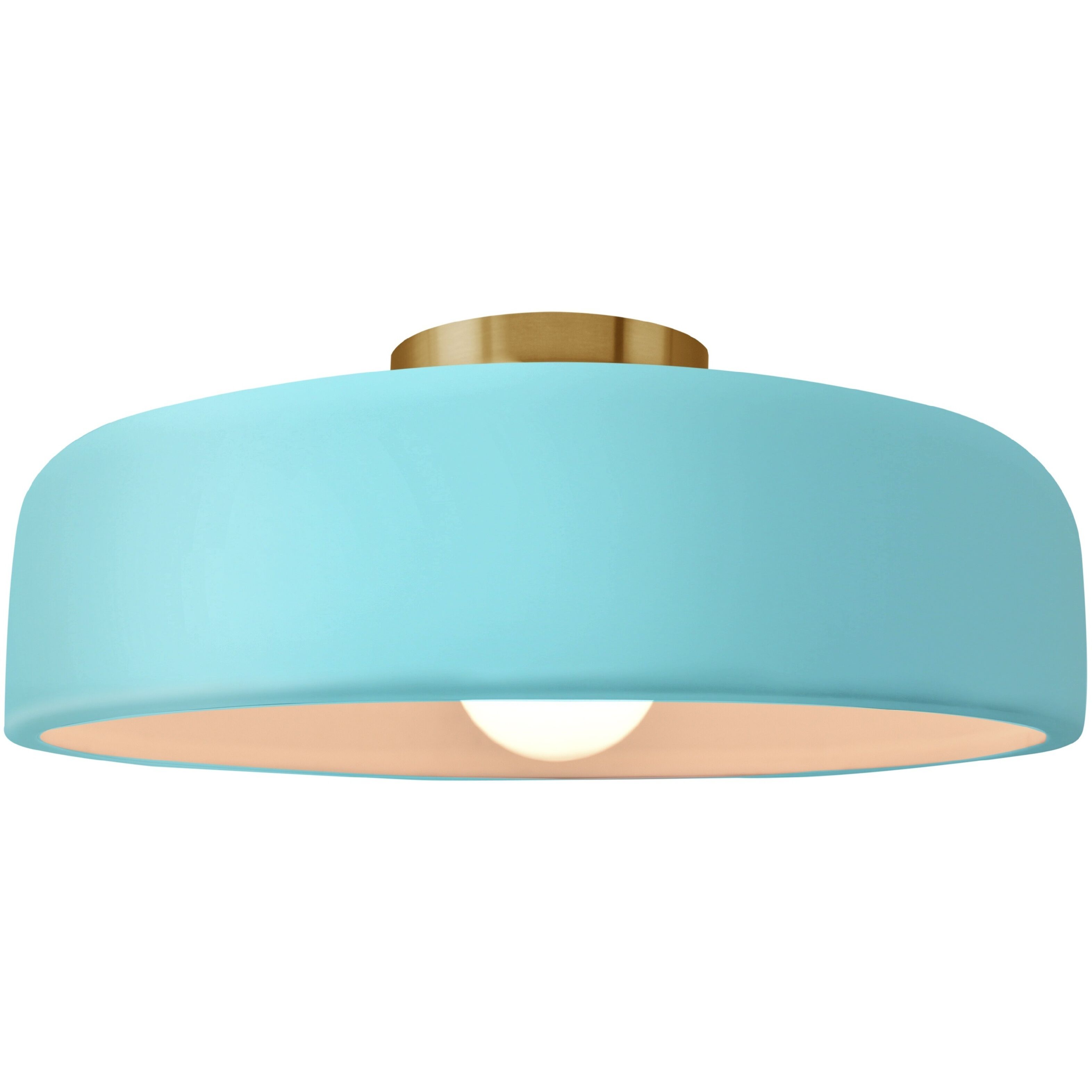 Radiance Collection - Spire LED 16 inch Reflecting Pool and Brushed Brass Semi-Flush Ceiling Light in Dedicated LED, 16W x 6.5H, Form+Finish+Function