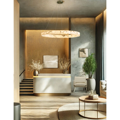 LumenAria Collection LED 42 inch Brushed Brass Pendant Ceiling Light, Medley Family
