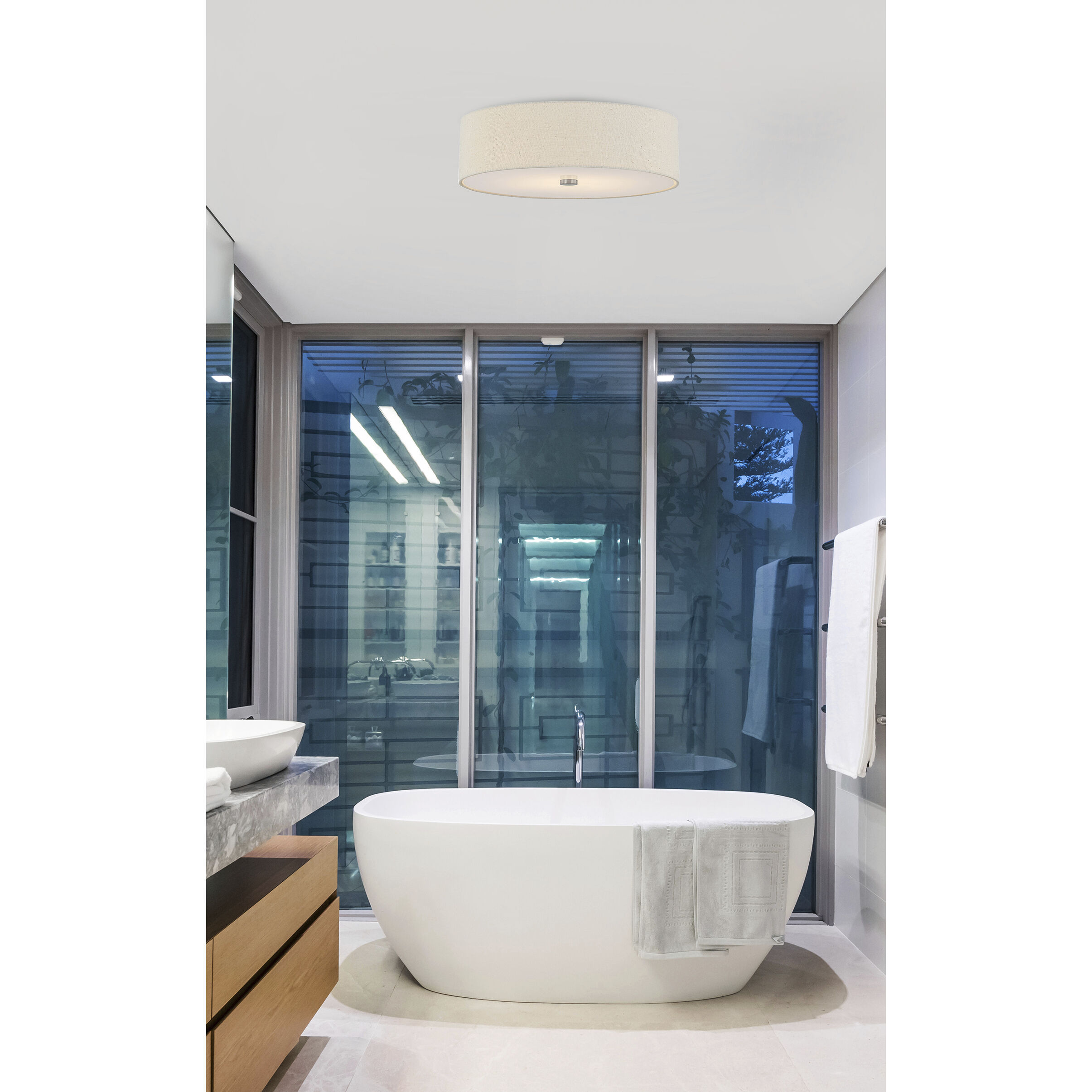 Textile Collection 6 Light 30 inch Brushed Nickel Flush Mount Ceiling Light in Cream (CandleAria), Classic Family