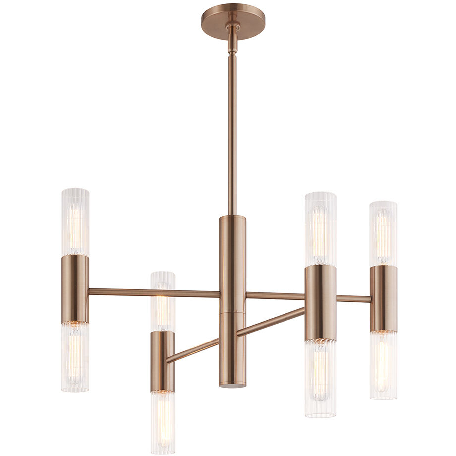 Fusion Collection - Rimini Family 8 Light 24 inch Brushed Brass Chandelier Ceiling Light in 24" D x 24" W x 17.25" H, EVOLV