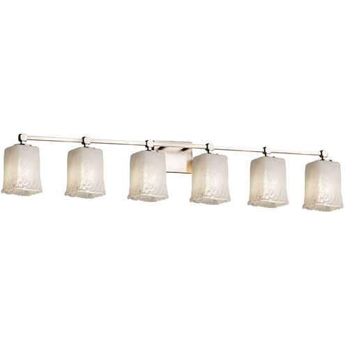 Veneto Luce 6 Light 49.5 inch Brushed Nickel Bath/Vanity Wall Light in Whitewash (Veneto Luce), Square with Rippled Rim, Incandescent