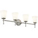 Fusion Collection - Tulsi Family 4 Light 32.5 inch Brushed Nickel and Opal Bath Bar Wall Light, EVOLV