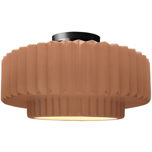 Radiance 1 Light 14.5 inch Adobe and Matte Black Semi Flush Ceiling Light