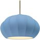 Radiance Collection - Fluted Pendant Ceiling Light in Antique Brass, Replaceable Bulb, Rigid Stem, Sky Blue, Form+Finish+Function