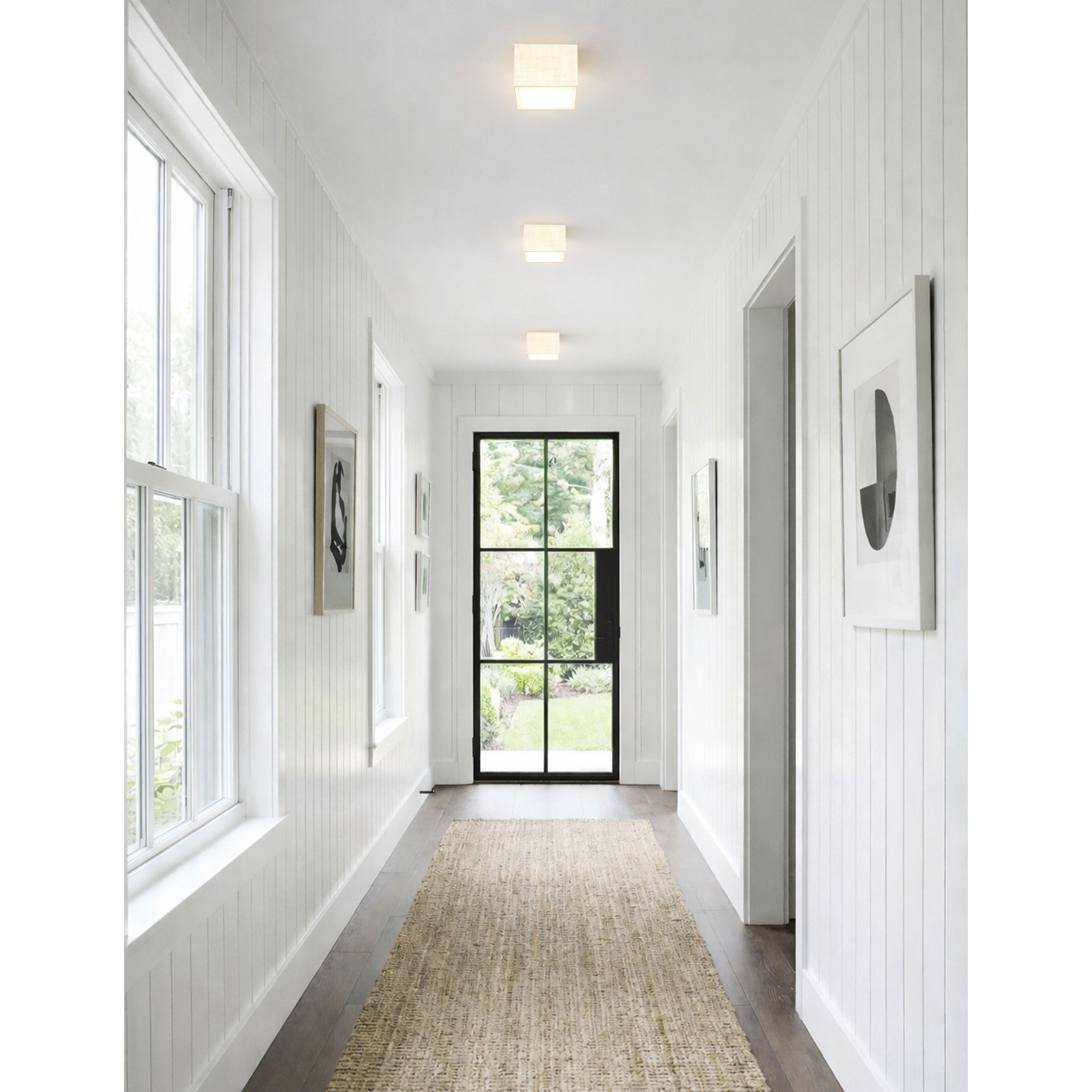 Textile Collection - Marco Family 4.25 inch Flush-Mount Ceiling Light in Cream Linen, EVOLV